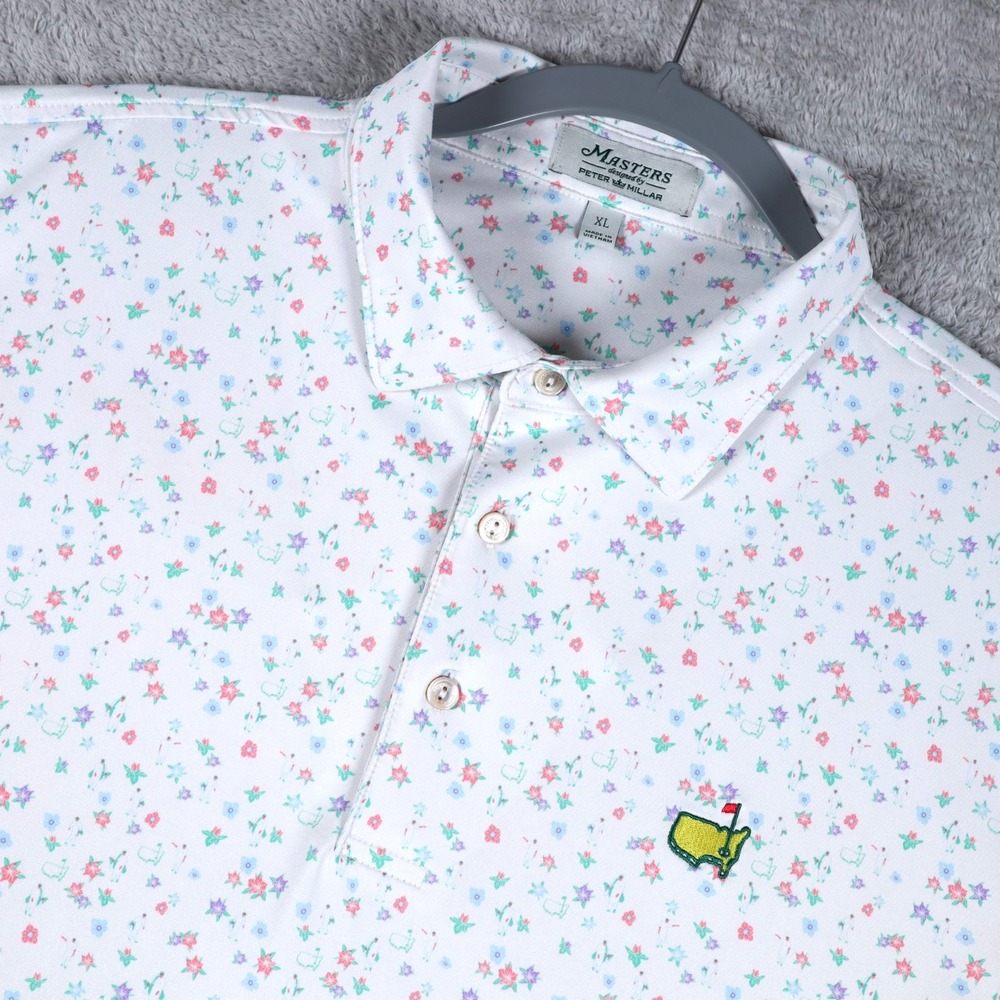 Peter Millar Masters Golf Polo Shirt Mens XL Caddie Floral Augusta National ANGC